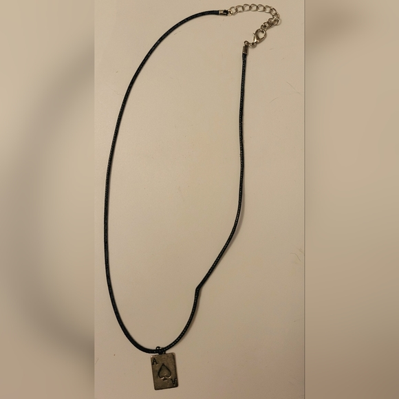 Ace Spade with black cord necklace, lobster clasp, 18" - Picture 4 of 7